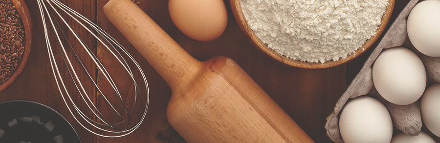 eggs, flours and whisker to prepare a continental breakfast catering.