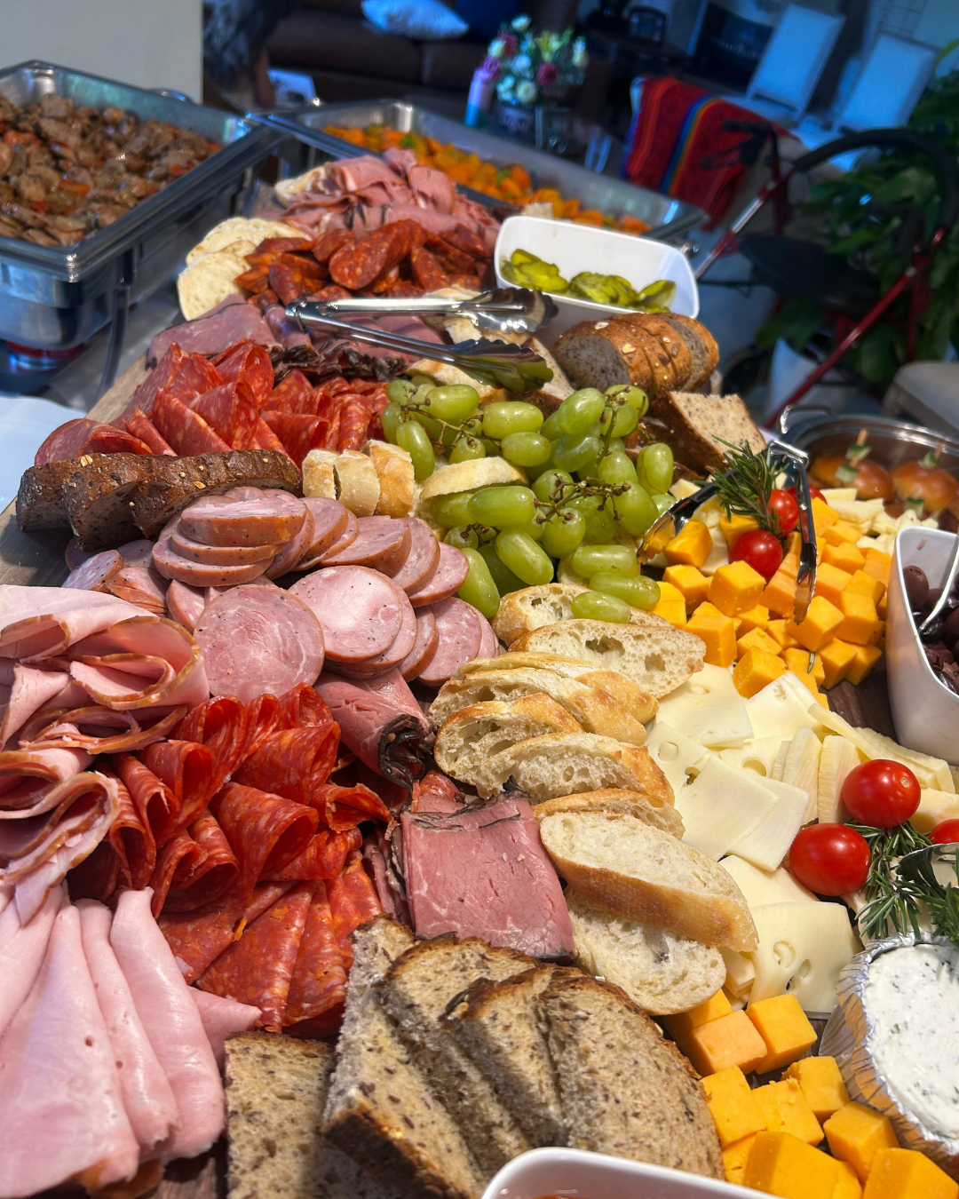 Cheese, charcuterie and appetizers for a holiday reception